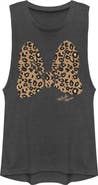 Mickey & Friends Junior's Cheetah Print Minnie Mouse Bow Festival Muscle Graphic T-Shirt