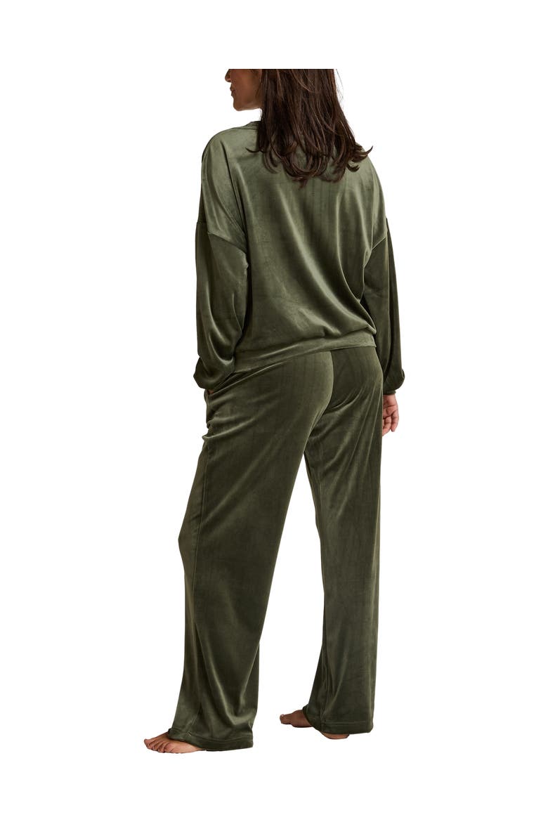 Velvet Long-Sleeve Pyjama Set, Alternate, color, Climbing Ivy