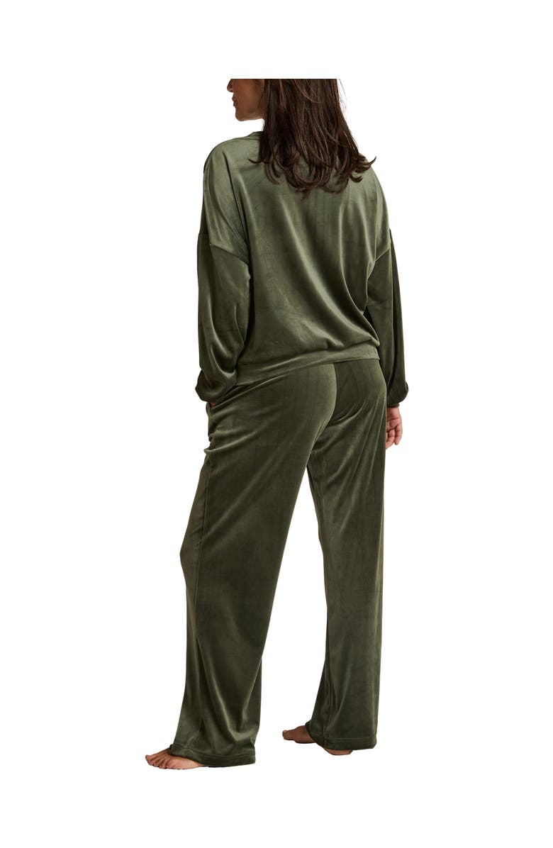 Hunkemöller Velvet Pyjama Set Long-Sleeve, Alternate, color, Climbing Ivy