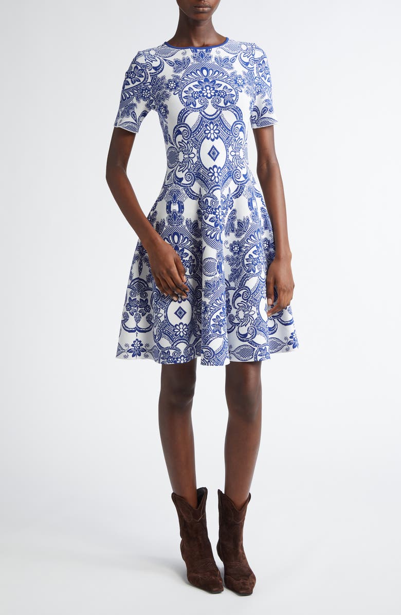 Etro Jacquard Knit Fit & Flare Sweater Dress, Main, color, 