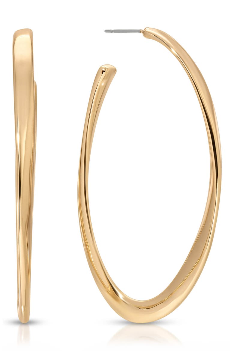 Elongated Oval Hoop Earrings, Main, color, GOLD
