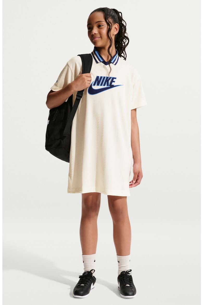 Kids' Oversize Jersey T-Shirt Dress, Main, color, SOFT PEARL/ MIDNIGHT NAVY