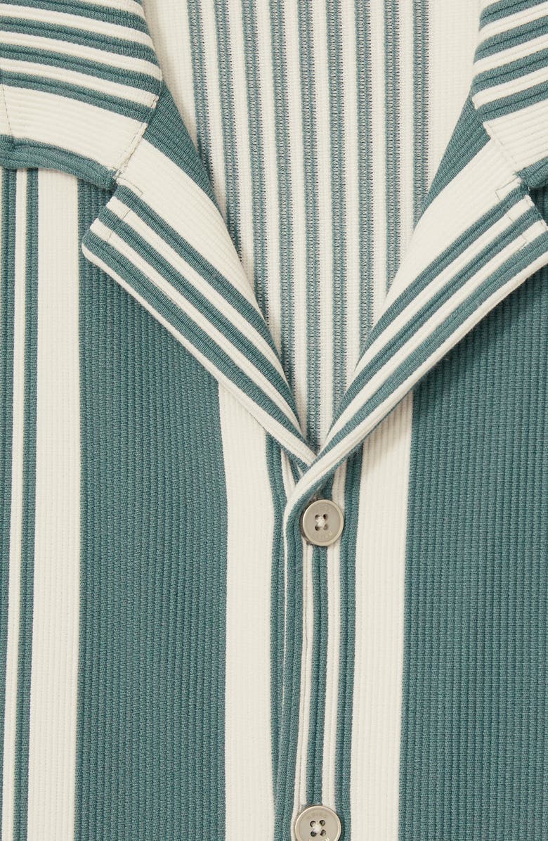 Reiss Alcazar Stripe Rib Knit Camp Shirt, Alternate, color, 