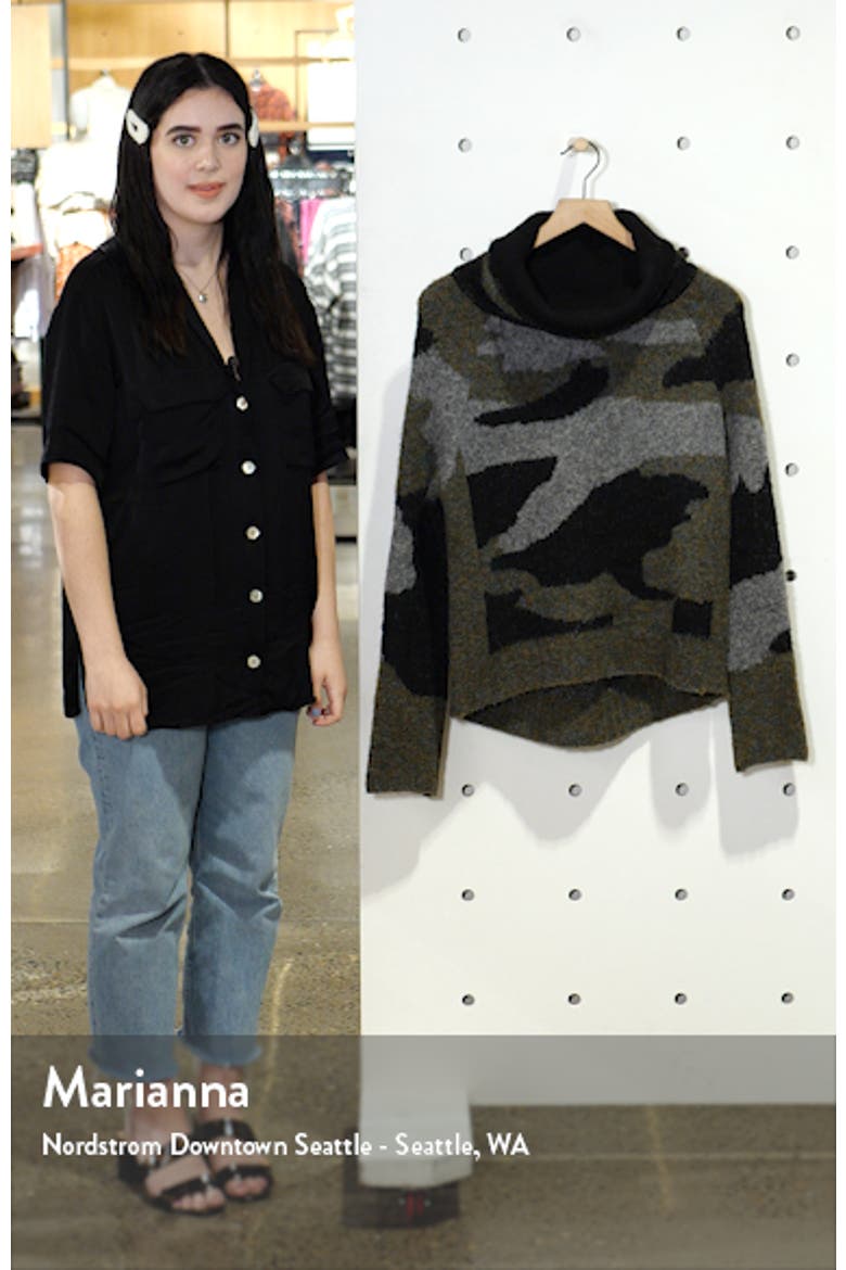 Camo Print Cowl Neck Sweater video