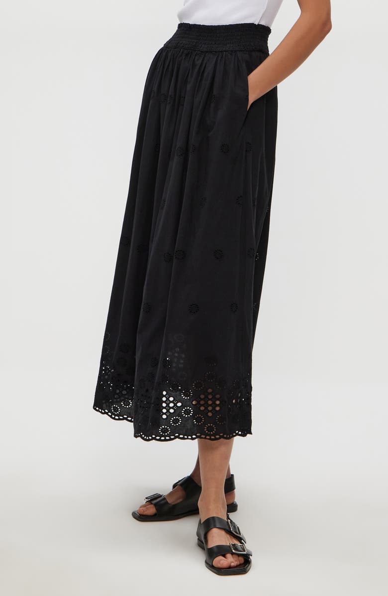 Michael Stars Grace Embroidered Eyelet Cotton Midi Skirt, Alternate, color, 
