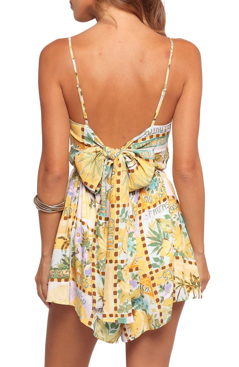 Petal & Pup Raffaella Bow Back Romper, Alternate, color, Tropical Sun
