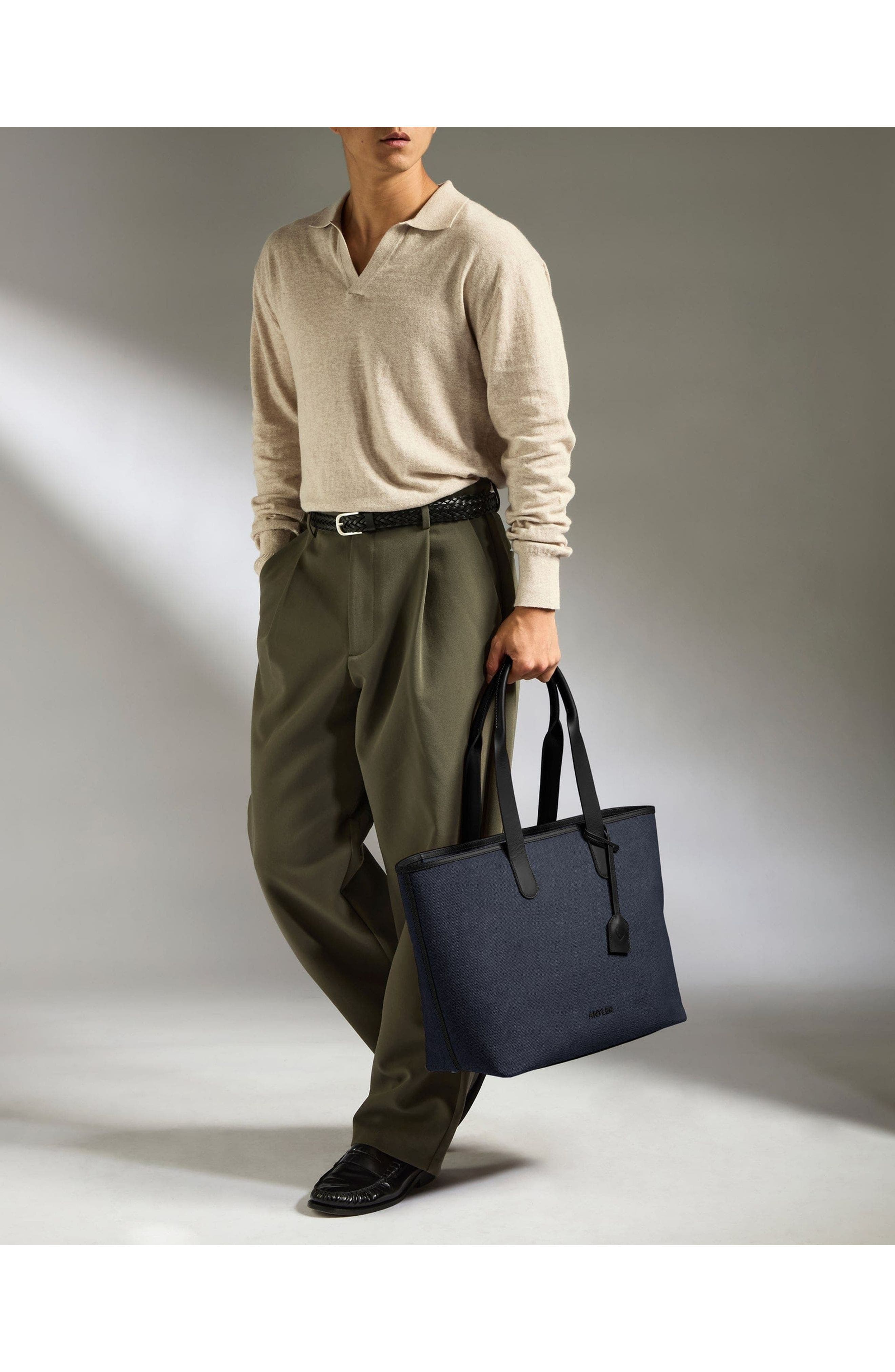 Heritage Tote Bag in Natural, Alternate, color, Navy