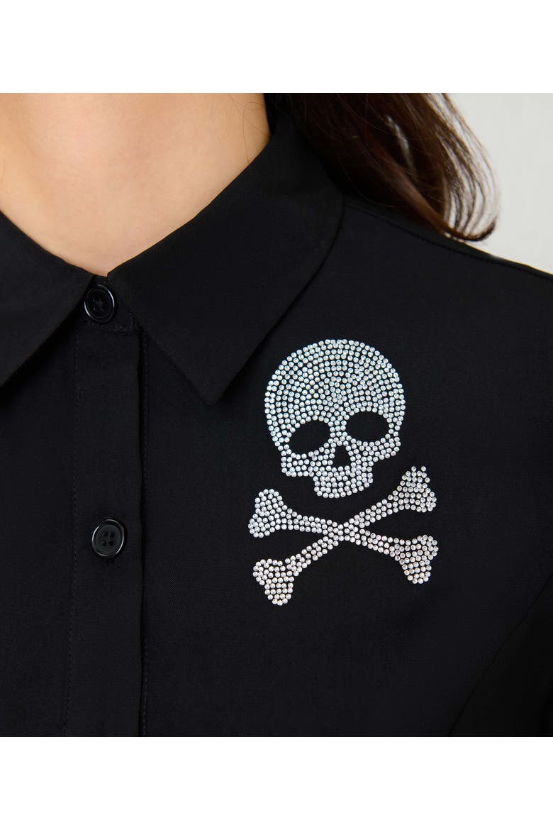 1940s Shirt Dress, Alternate, color, Black & Rhinestone Skull
