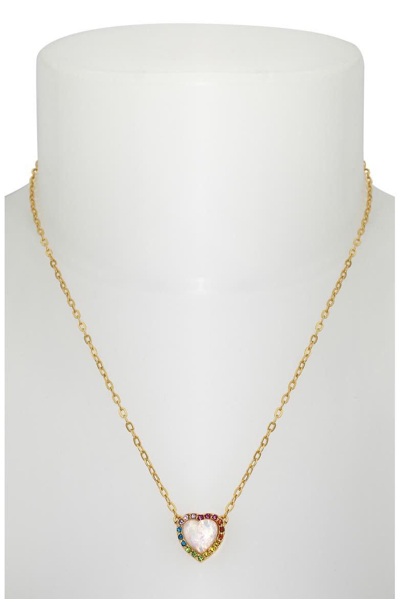 Opal Heart Halo Pendant Necklace, Alternate, color, GOLD/ OPAL RAINBOW