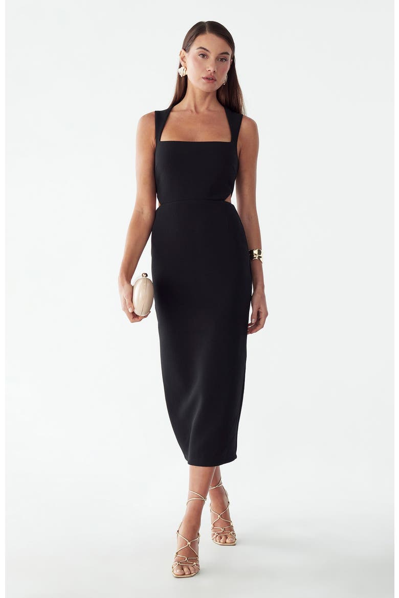 Riri Midi Dress, Alternate, color, Black