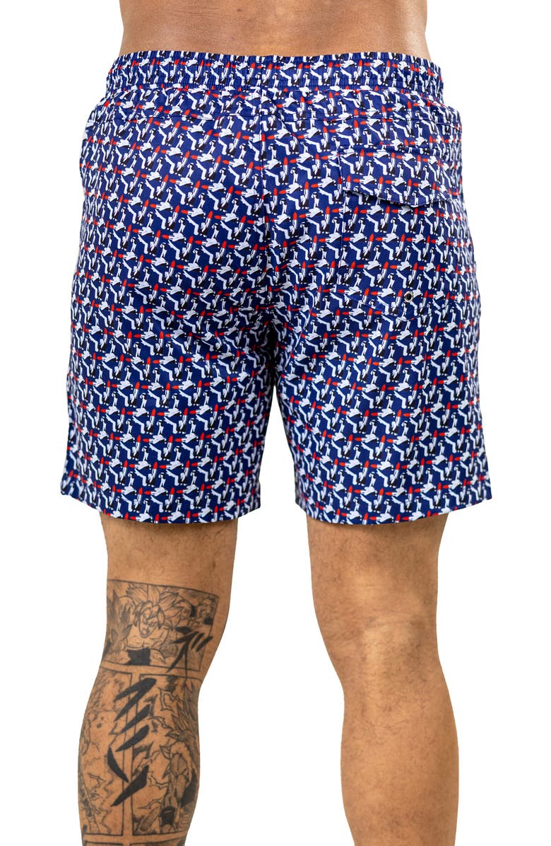 Maceoo Swim Marthyr Print Swim Trunks, Alternate, color, Blue