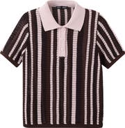 MANGO Stripe Short Sleeve Polo Sweater
