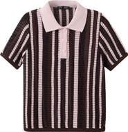 MANGO Stripe Short Sleeve Polo Sweater