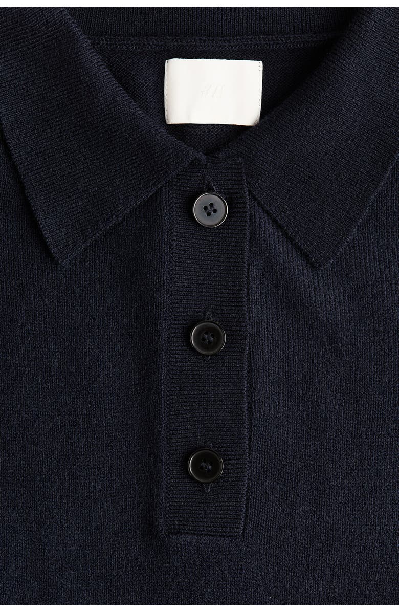 H&M Fine-knit Polo Dress, Alternate, color, Navy Blue
