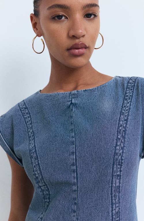 Mango Seam Detail Flare Denim Dress In Multi