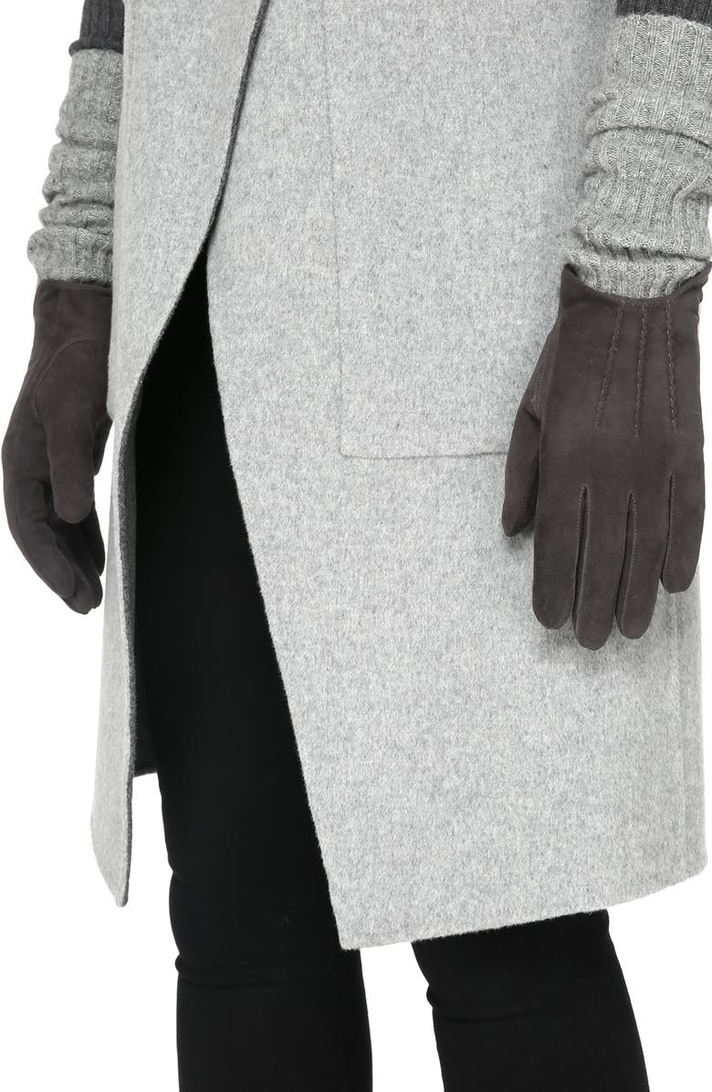 Soia & Kyo Rib Trim Tech Suede Gloves, Alternate, color,