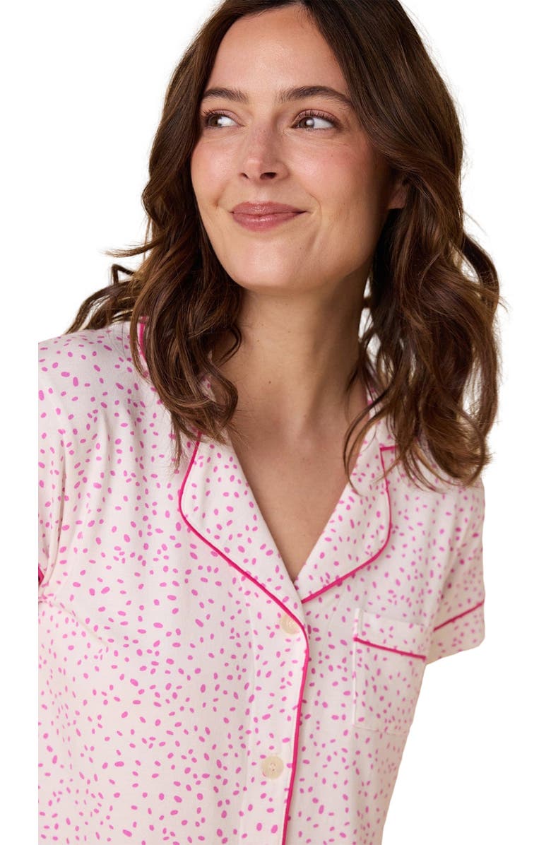 The Cat's Pajamas Pima Knit Short Set Stripes Dots, Alternate, color, Confetti Dot Orchid