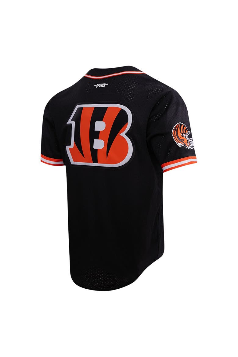 Men's Pro Standard Joe Burrow Black Cincinnati Bengals Mesh Button-Up Baseball Jersey, Alternate, color, Black