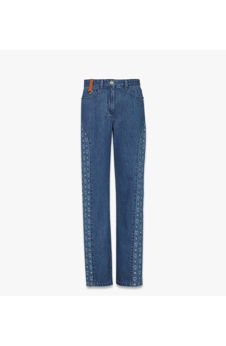 MCM Monogram Jeans in Denim Jacquard, Main, color, Blue