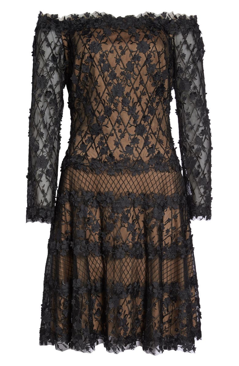 Tadashi Shoji 3D Flower Off the Shoulder Dress, Alternate, color,