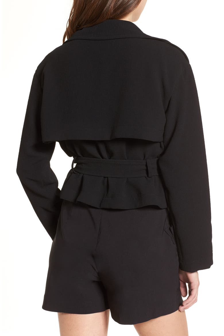 Crop Trench Jacket, Alternate, color, BLACK