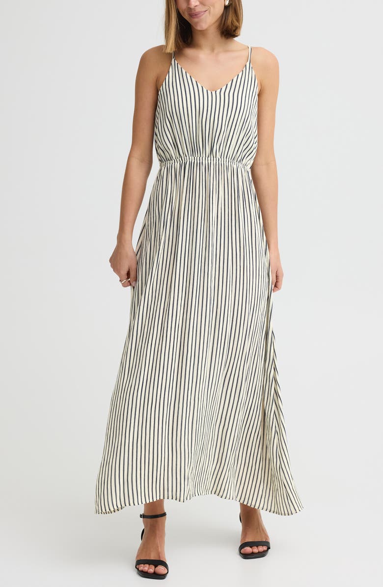 ICHI Stripe Maxi Dress, Main, color, Total Eclipse Stripe