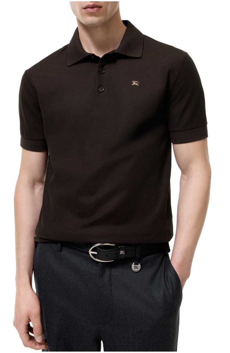 Burberry Metal Knight Cotton Polo Shirt, Main, color, Clove Brown