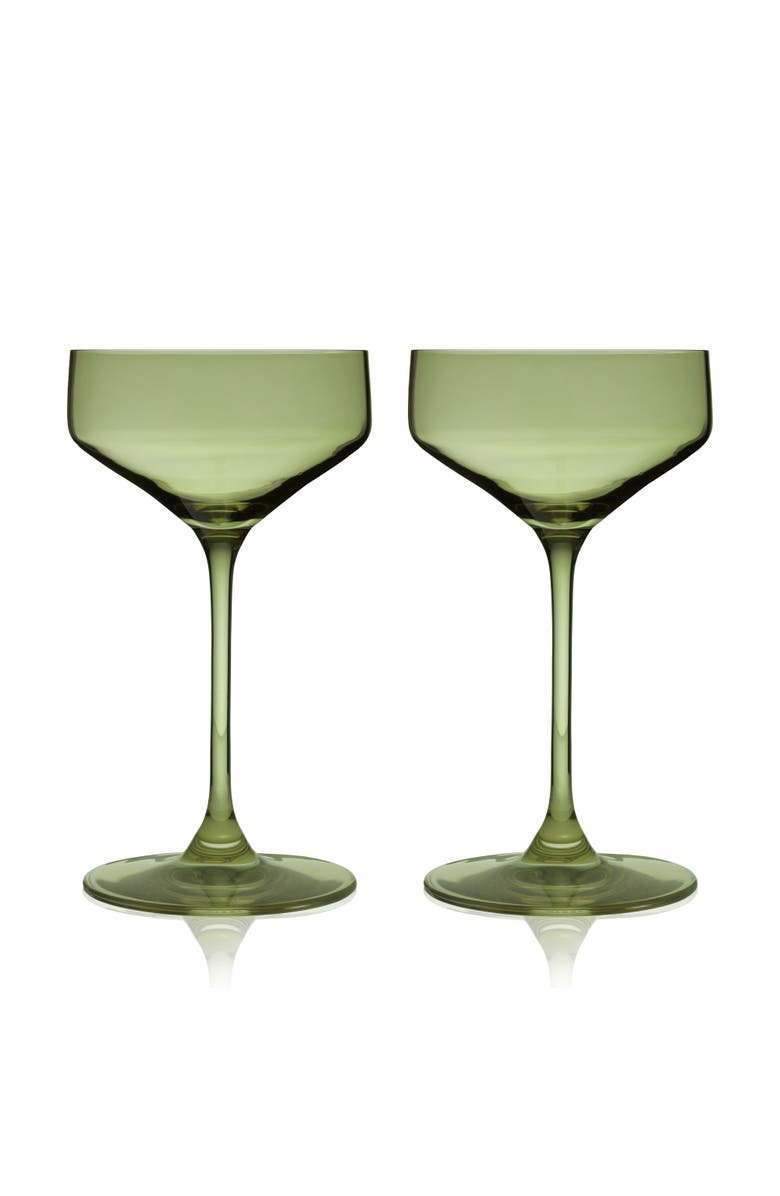 Viski Reserve Nouveau Crystal Coupes, Main, color, Green
