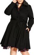 City Chic Rosemary Faux Fur Collar Coat