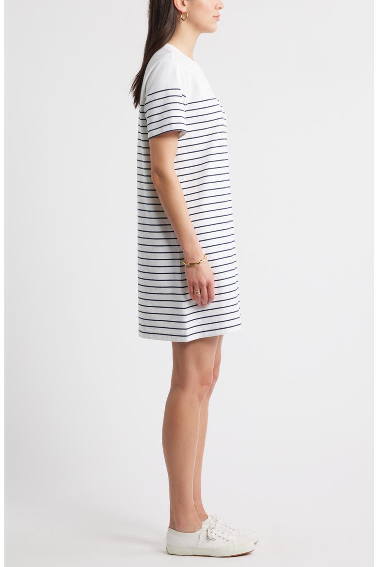 Patch Pocket Stripe T-Shirt Dress, Alternate, color, WHITE- NAVY BLAZER LUCY