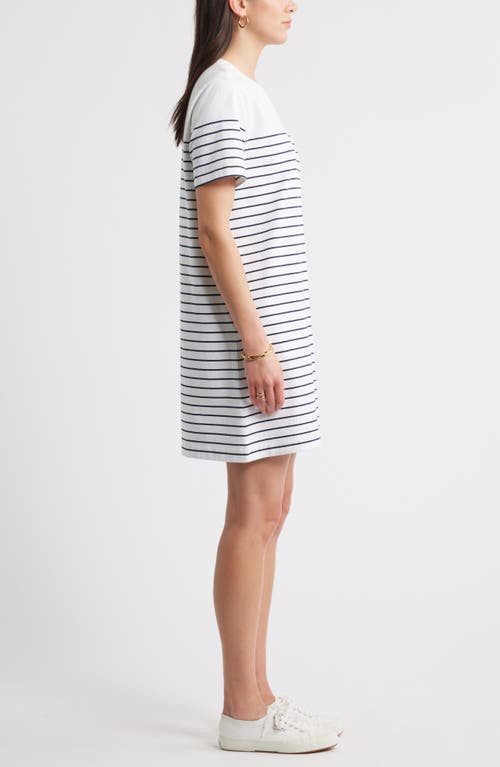 Shop Caslonr Caslon(r) Patch Pocket Stripe T-shirt Dress In White- Navy Blazer Lucy