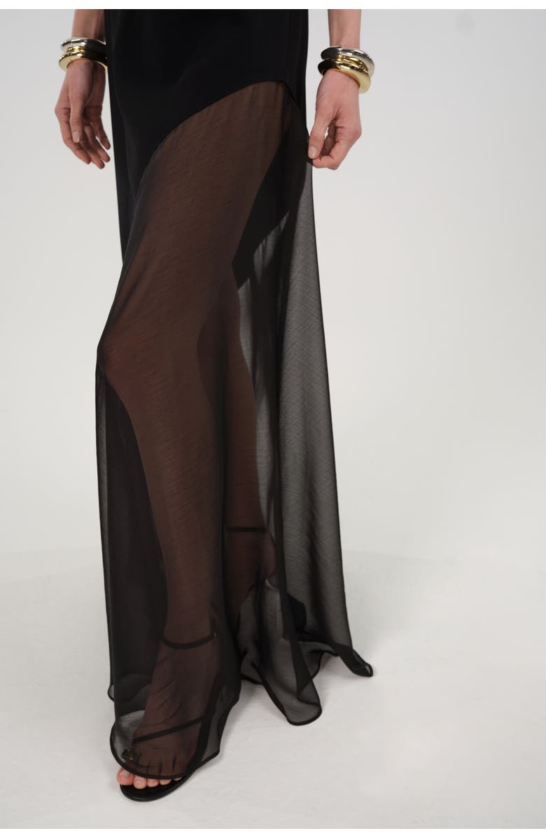 Nocturne Sheer Detail Maxi Dress, Alternate, color, Black