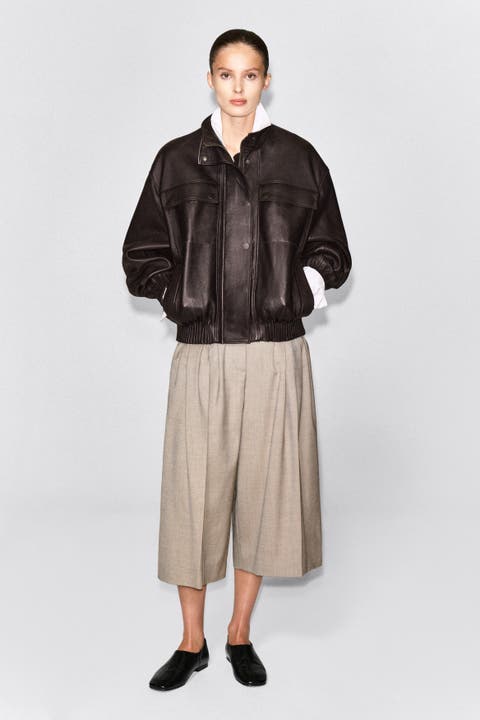 Pleated Wool-Blend Culottes