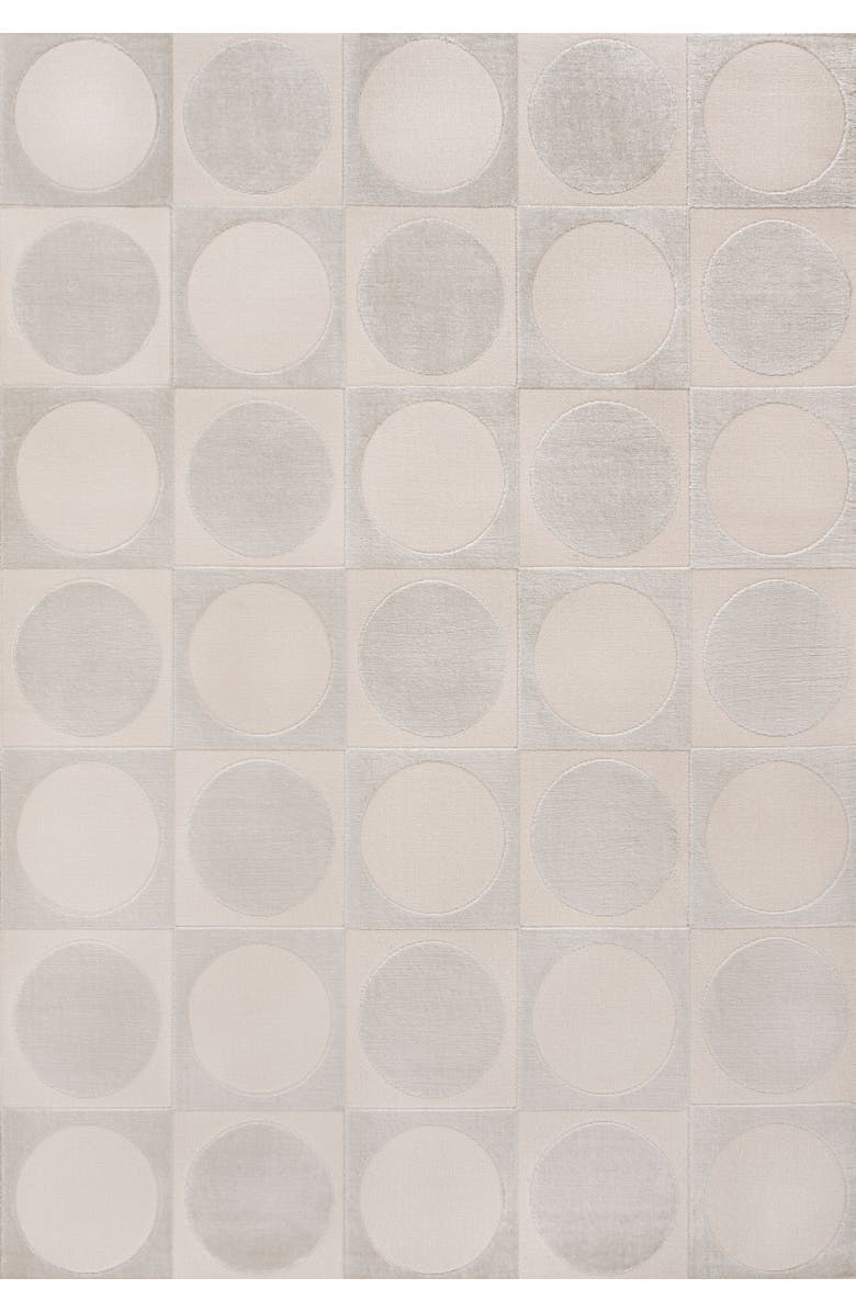 JONATHAN Y Helena Modern Geometric Circles In Squares High-Low Area Rug, Main, color, White/Cream