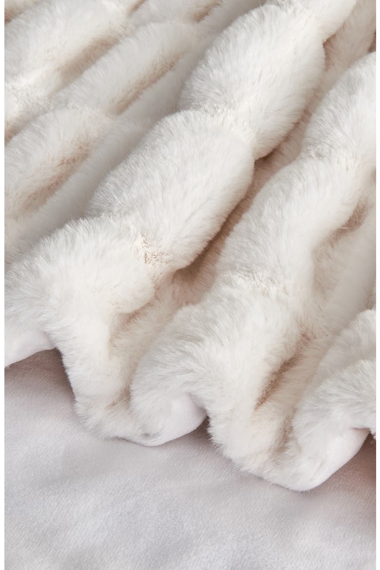 Faux Fur Reversible Throw Blanket, Alternate, color, WHITE