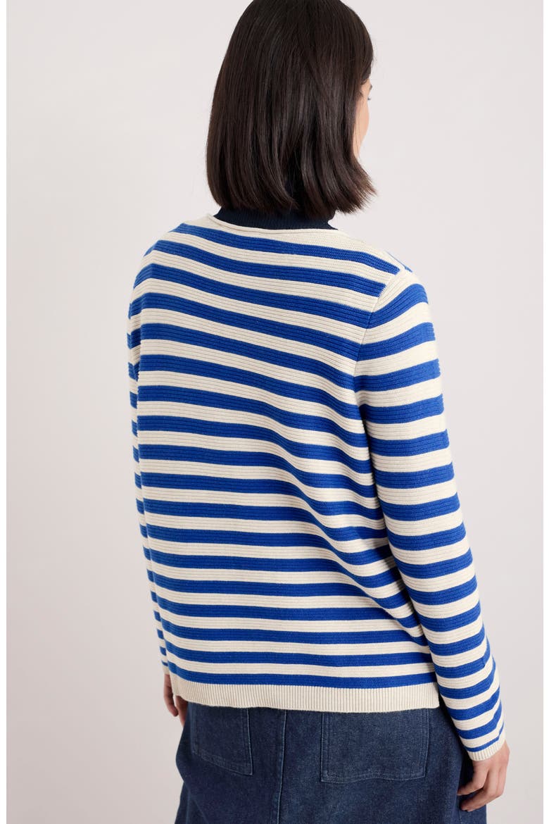Makers Stripe Rib Organic Cotton Sweater, Alternate, color, KNIT MINI CORNISH INK CHALK