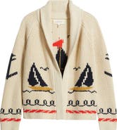 THE GREAT. The Sailboat Lodge Shawl Collar Cardigan
