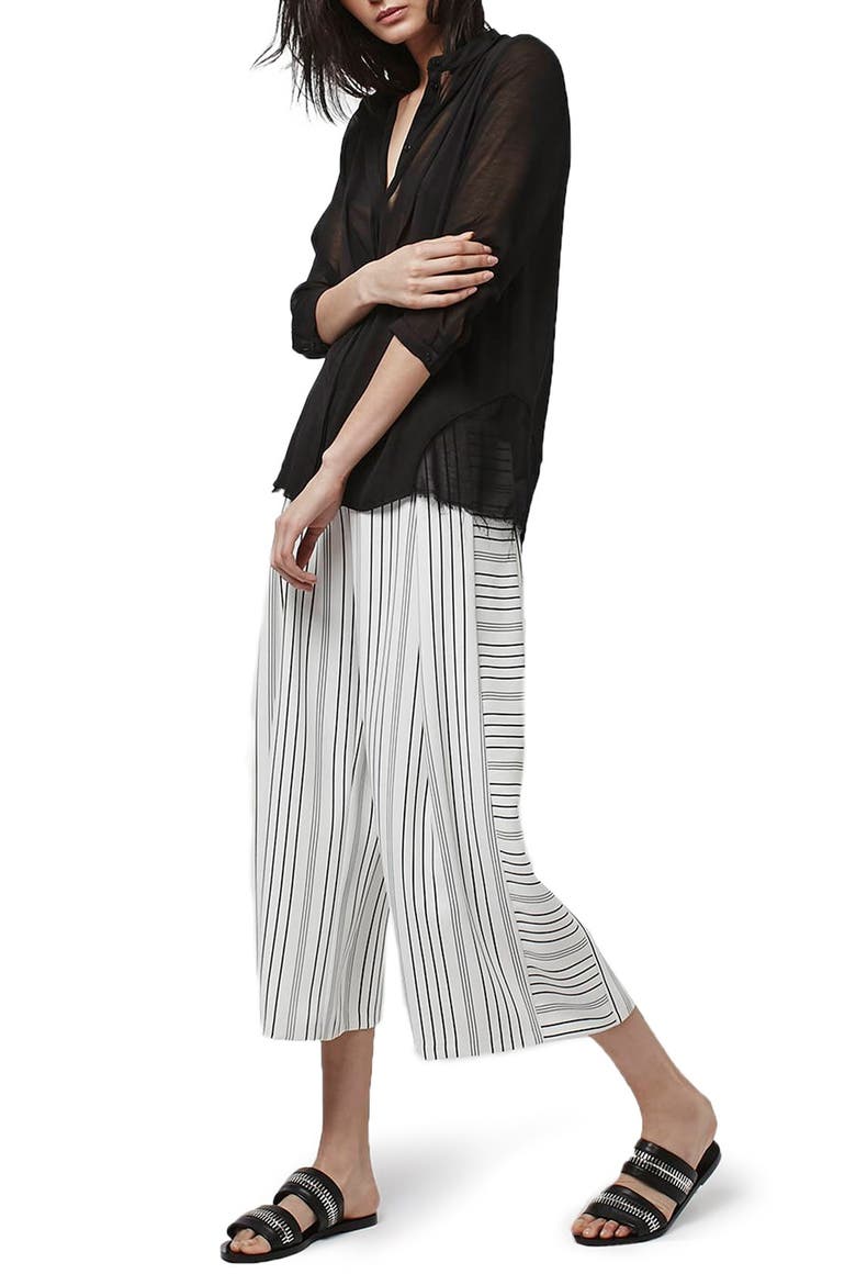 Stripe Crop Wide Leg Trousers, Alternate, color, WHITE MULTI