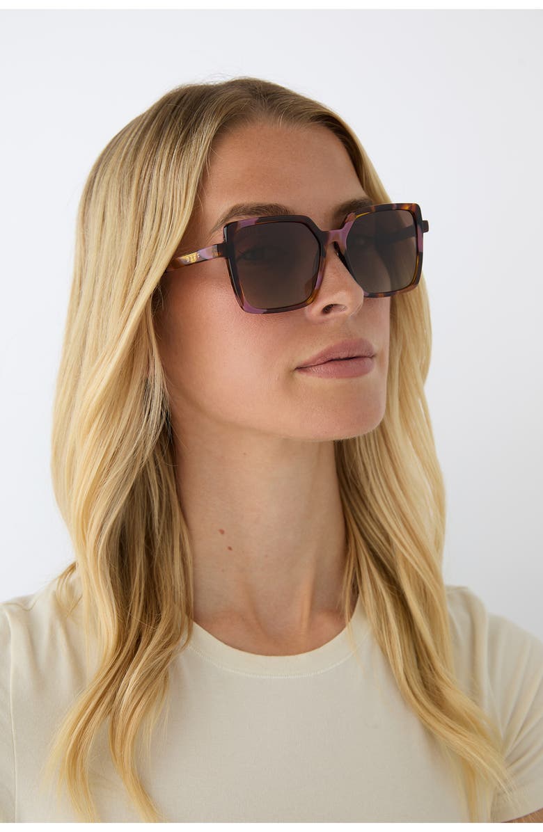 DIFF Esme 53mm Gradient Polarized Square Sunglasses, Alternate, color, Brown Multi Gradient