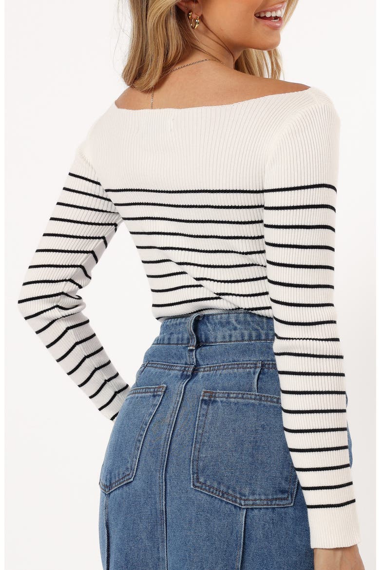 Kiersten Stripe Ribbed Sweater, Alternate, color, WHITE BLACK