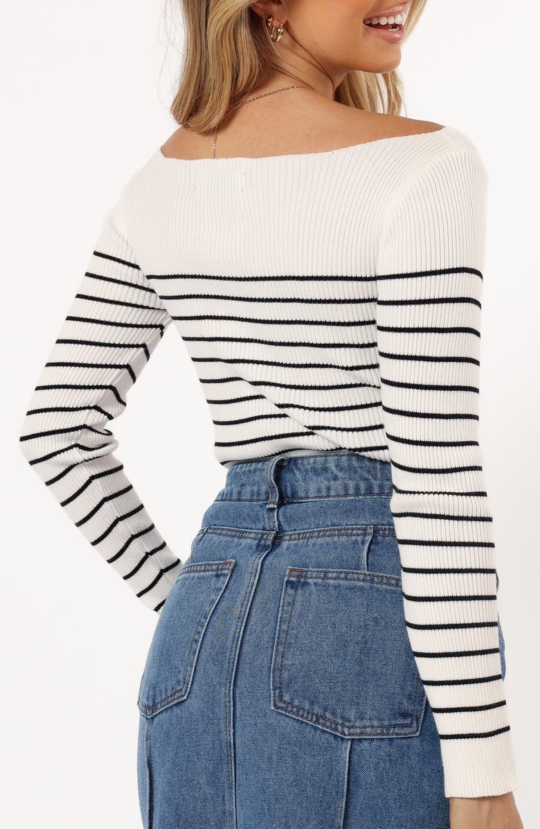 Petal & Pup Kiersten Stripe Ribbed Sweater, Alternate, color, White Black
