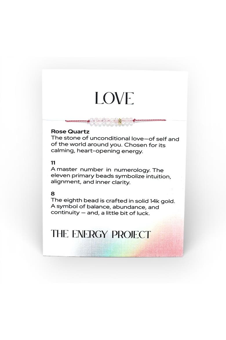 The Energy Project Bracelet - Love With Rose Quartz & Solid 14K Gold Bead, Alternate, color, Pink