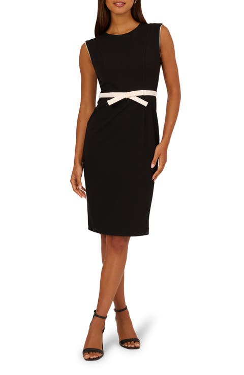 Bow Detail Crepe Sheath Dress
