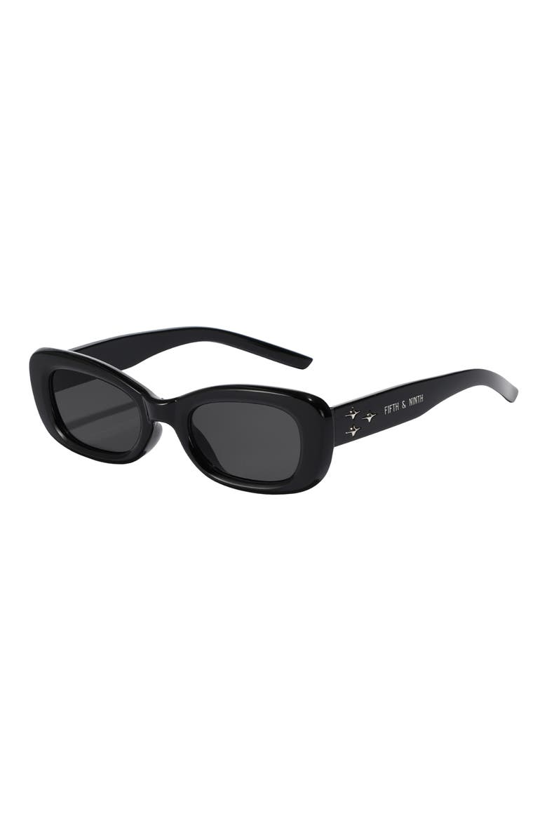 Anya 51mm Rectangle Polarized Sunglasses, Alternate, color, BLACK