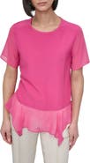 DKNY Handkerchief Hem Mixed Media Top