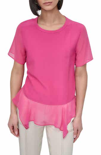 DKNY Handkerchief Hem Mixed Media Top