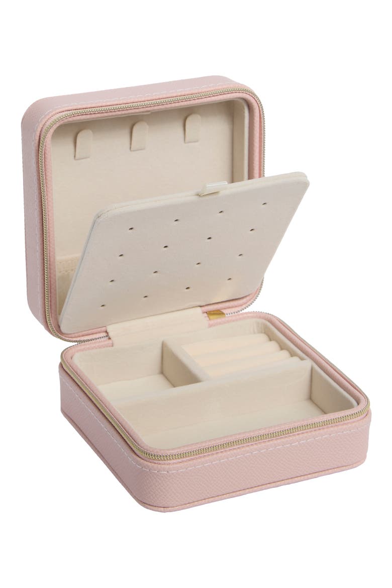 Square Zip Jewelry Box, Alternate, color, ROSE