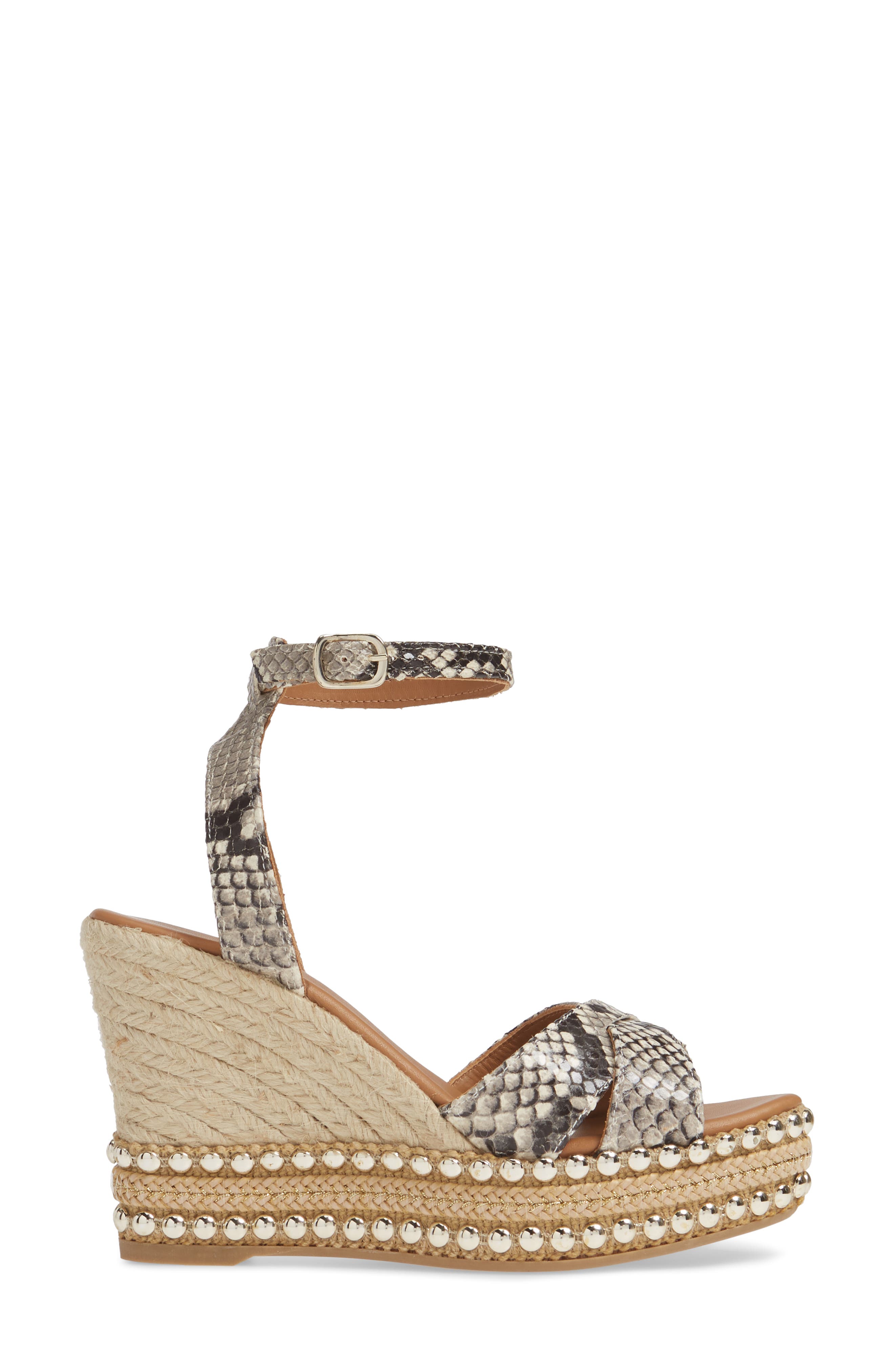 Amelia Ankle Strap Wedge, Alternate, color, BEIGE COMB LEATHER
