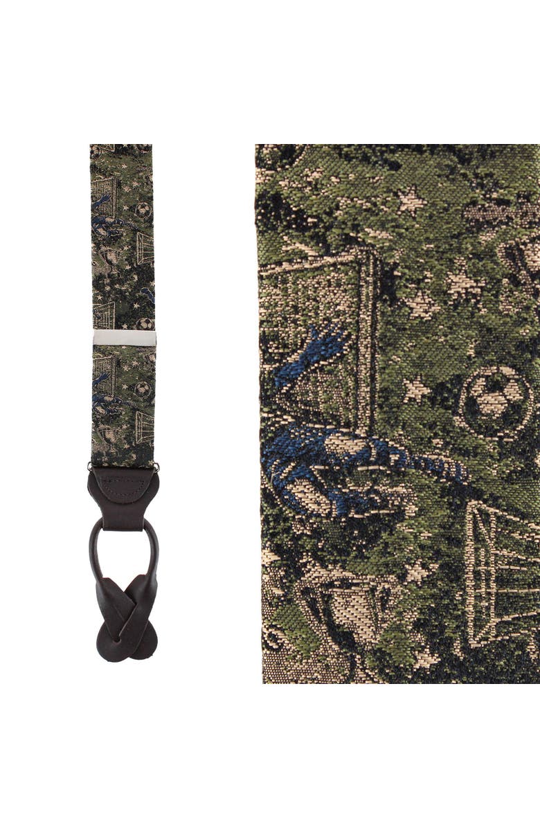 Trafalgar World's Champion Goal Soccer Novelety Button End Suspenders, Main, color, Green