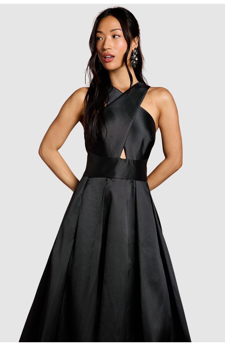 Coast Cross Neck Twill Bridesmaid Dress, Alternate, color, Black